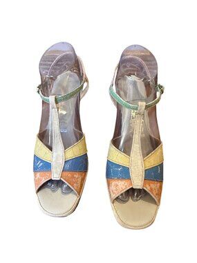 Hush Puppies Vintage Pastel Colorblock Sandals 8.5M Deadstock